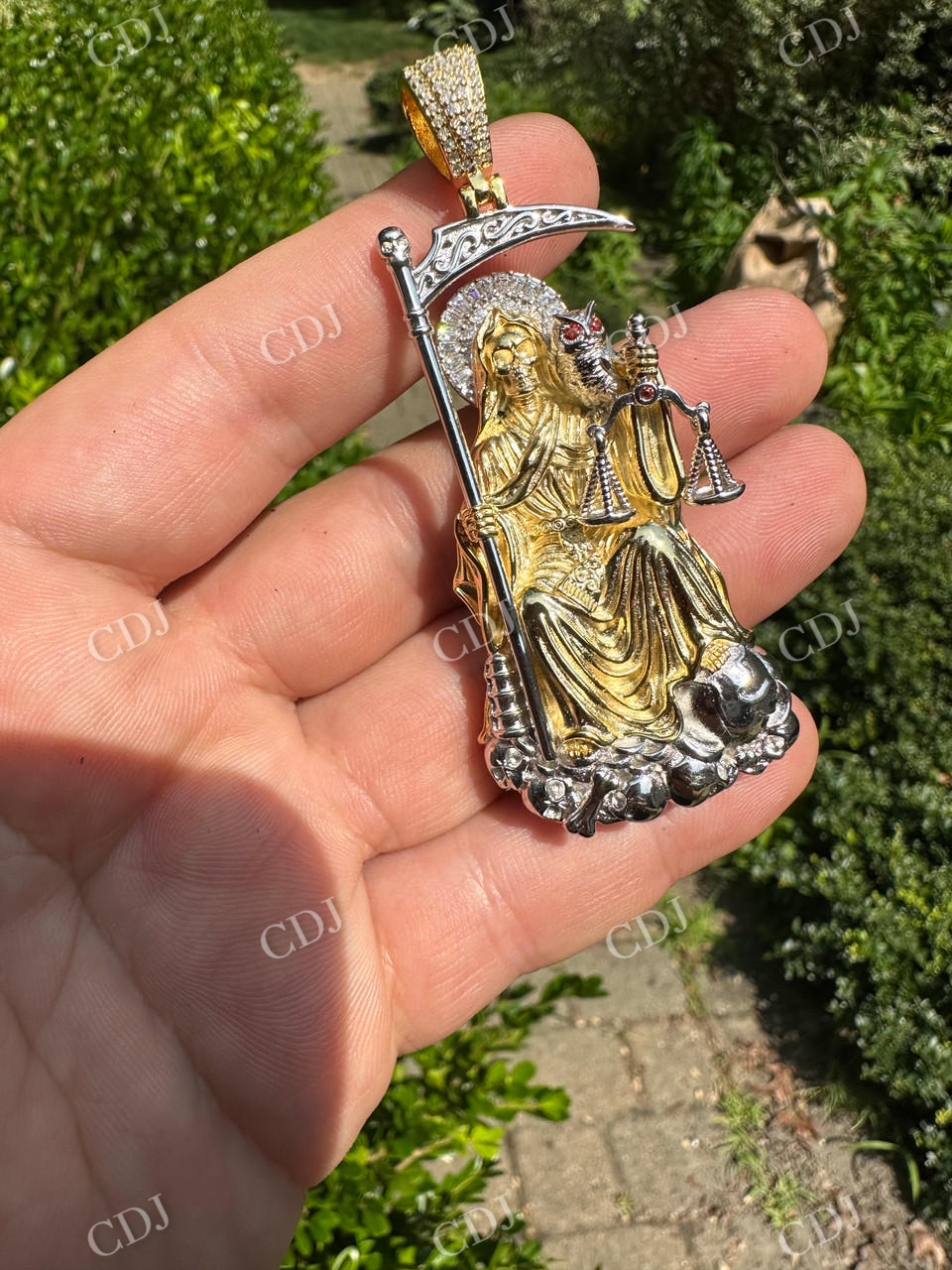 Santa Muerte Grim Reaper Pendant  customdiamjewel   