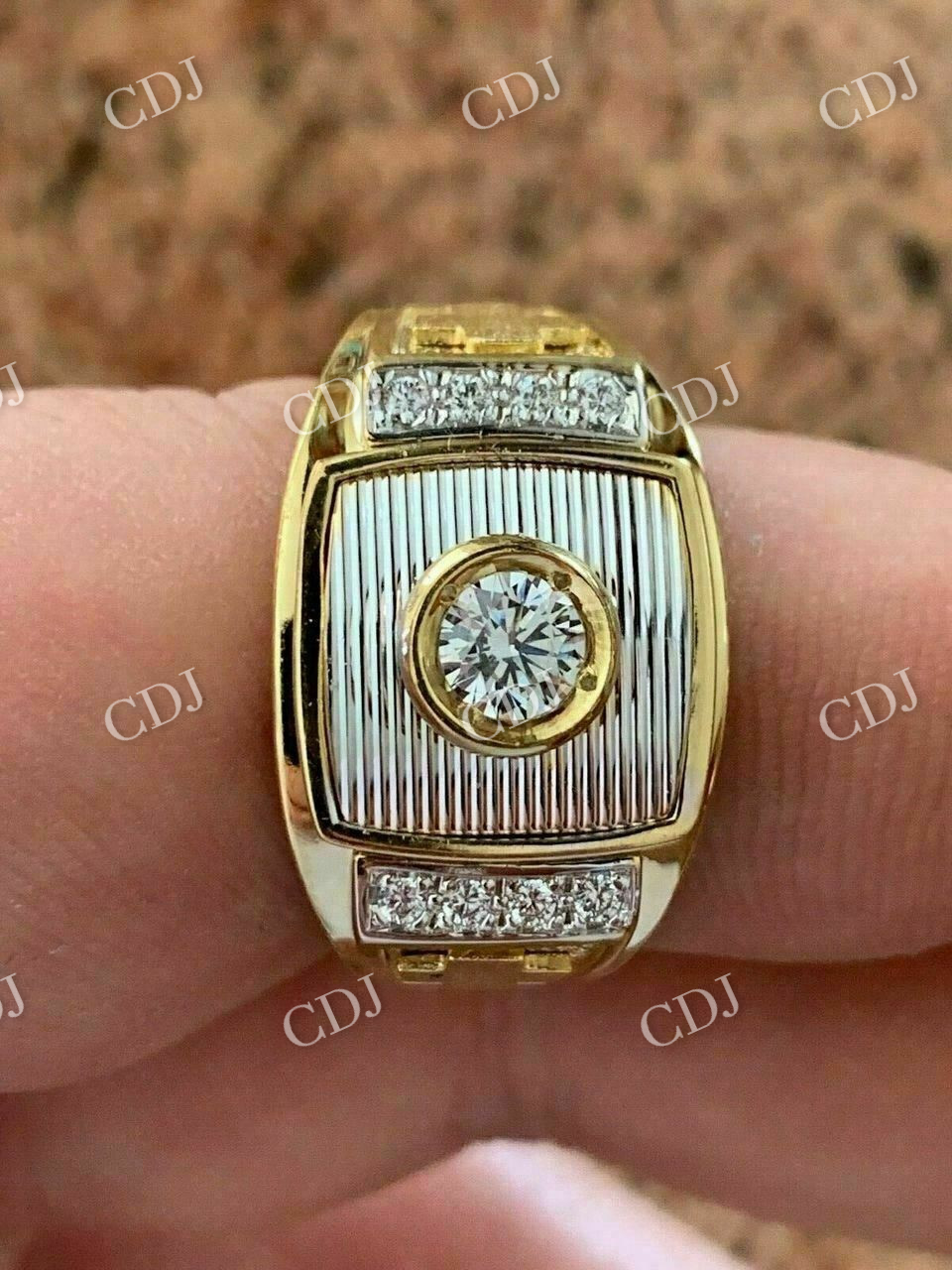 Men's 14K Gold ICY Diamond Ring  customdiamjewel   