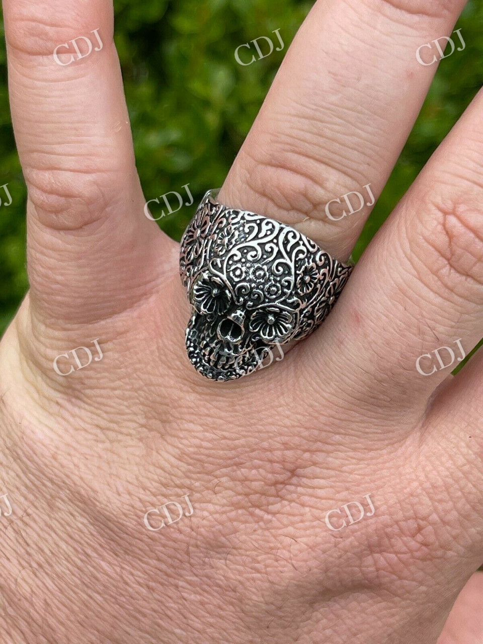 Men's Flower Skull Hip Hop Ring  customdiamjewel   