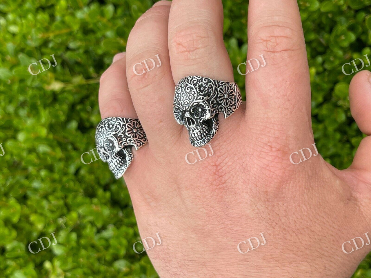 Men's Flower Skull Hip Hop Ring  customdiamjewel   