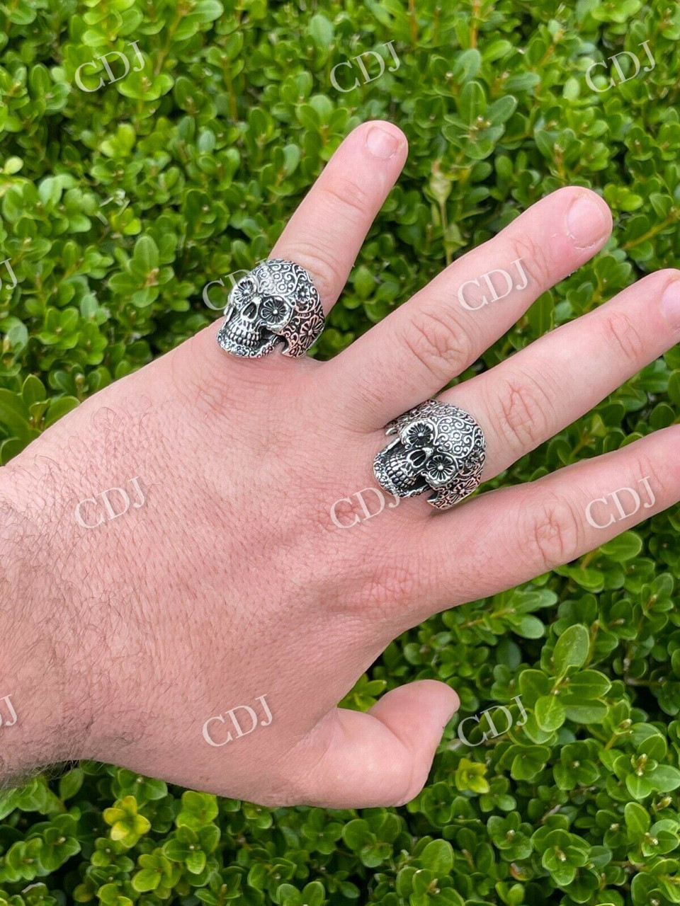 Men's Flower Skull Hip Hop Ring  customdiamjewel   