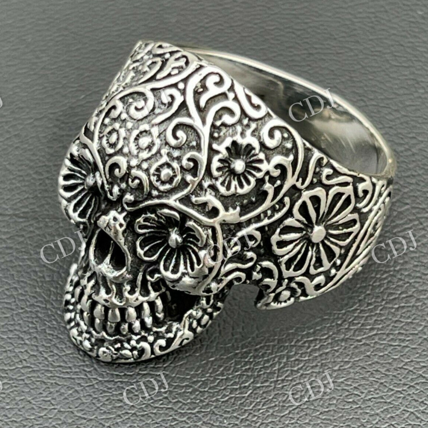 Men's Flower Skull Hip Hop Ring  customdiamjewel   