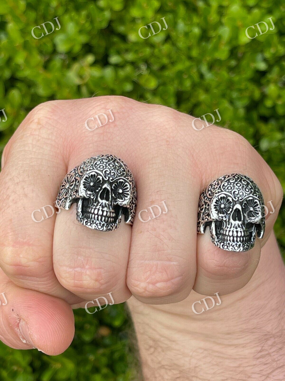 Men's Flower Skull Hip Hop Ring  customdiamjewel   