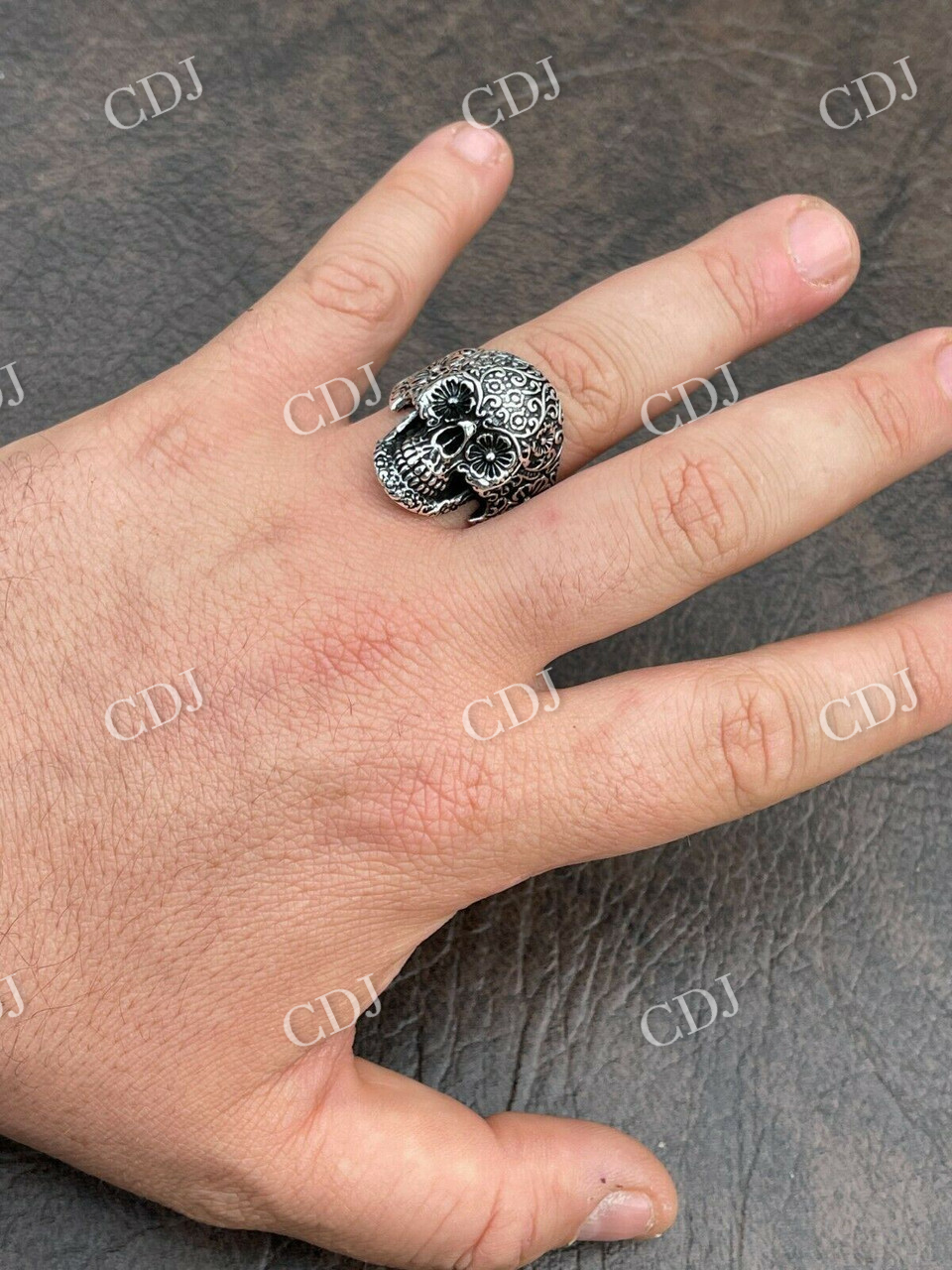 Men's Flower Skull Hip Hop Ring  customdiamjewel   