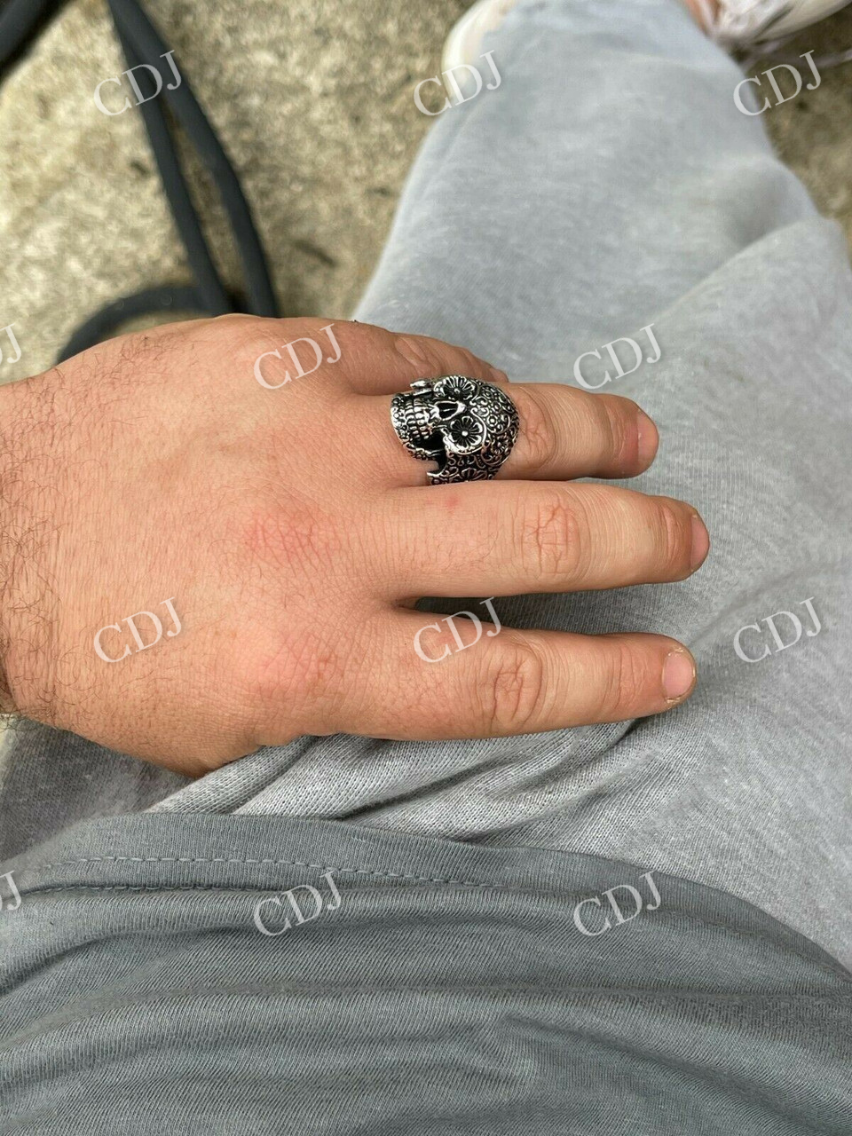 Men's Flower Skull Hip Hop Ring  customdiamjewel   