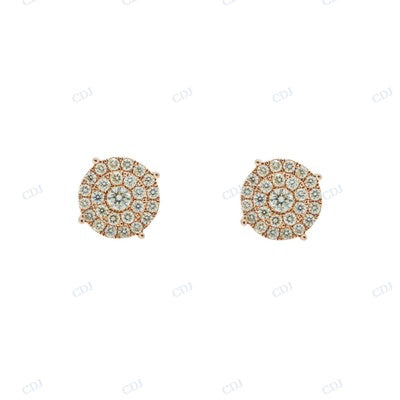 Simple Design Round Shape Diamond Regular Wear Earrings hip hop jewelry CustomDiamJewel