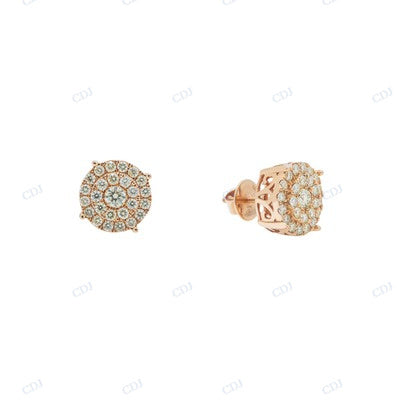 Simple Design Round Shape Diamond Regular Wear Earrings hip hop jewelry CustomDiamJewel