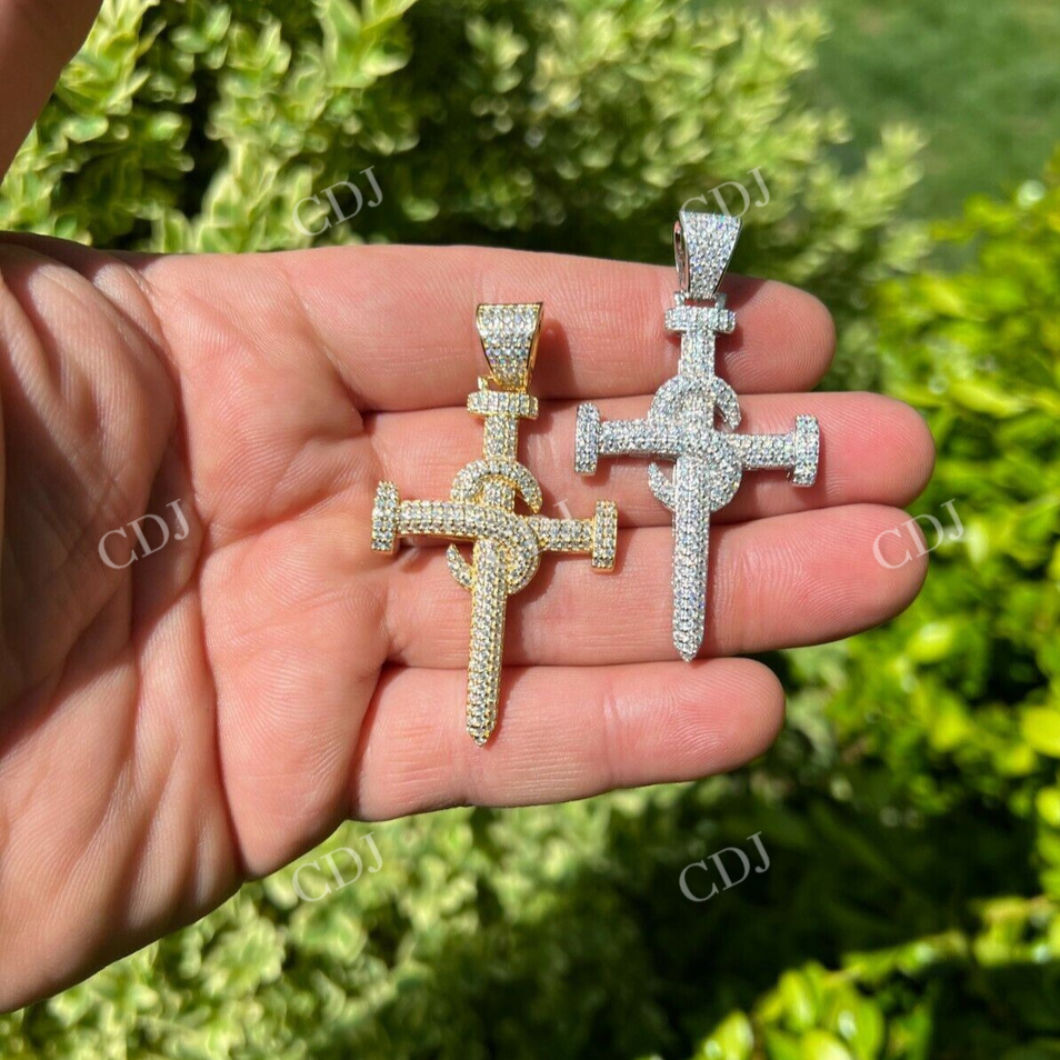 Iced Out Hip Hop Nail Cross Diamond Pendant  customdiamjewel   