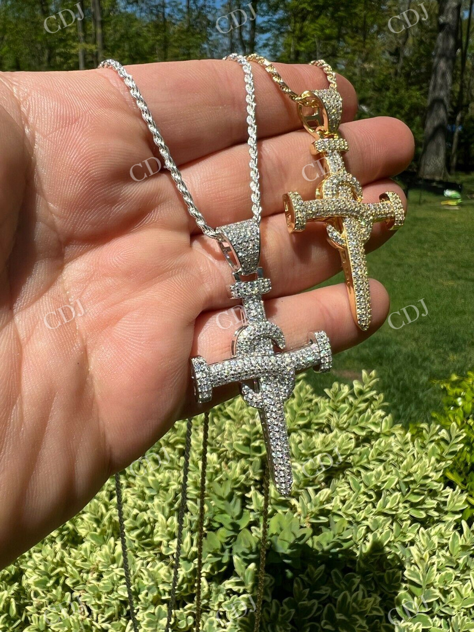 Iced Out Hip Hop Nail Cross Diamond Pendant  customdiamjewel   