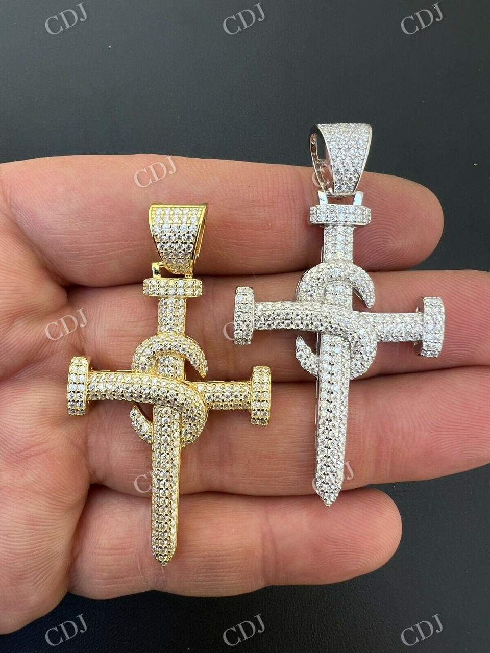 Iced Out Hip Hop Nail Cross Diamond Pendant  customdiamjewel   