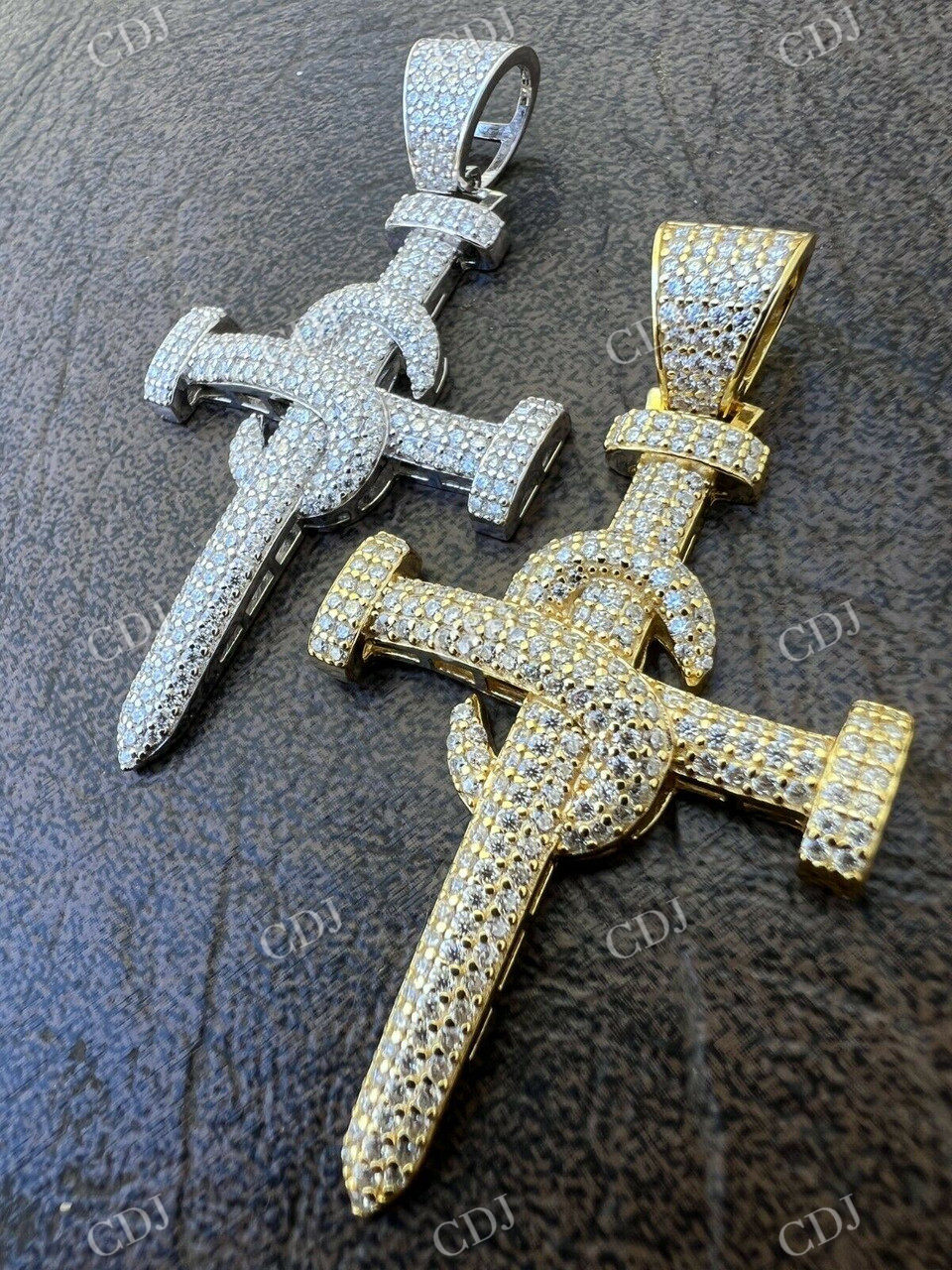 Iced Out Hip Hop Nail Cross Diamond Pendant  customdiamjewel   