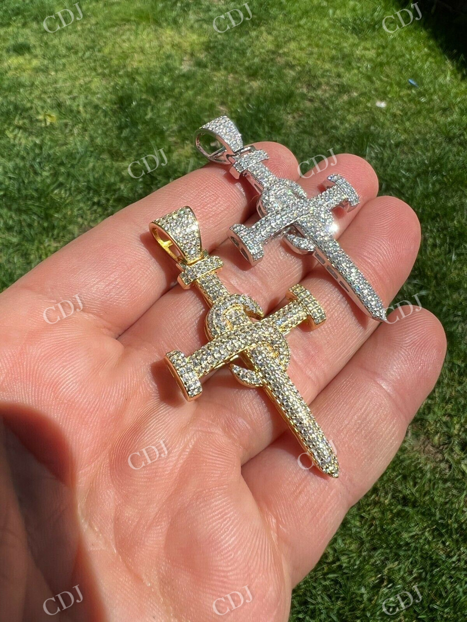 Iced Out Hip Hop Nail Cross Diamond Pendant  customdiamjewel   