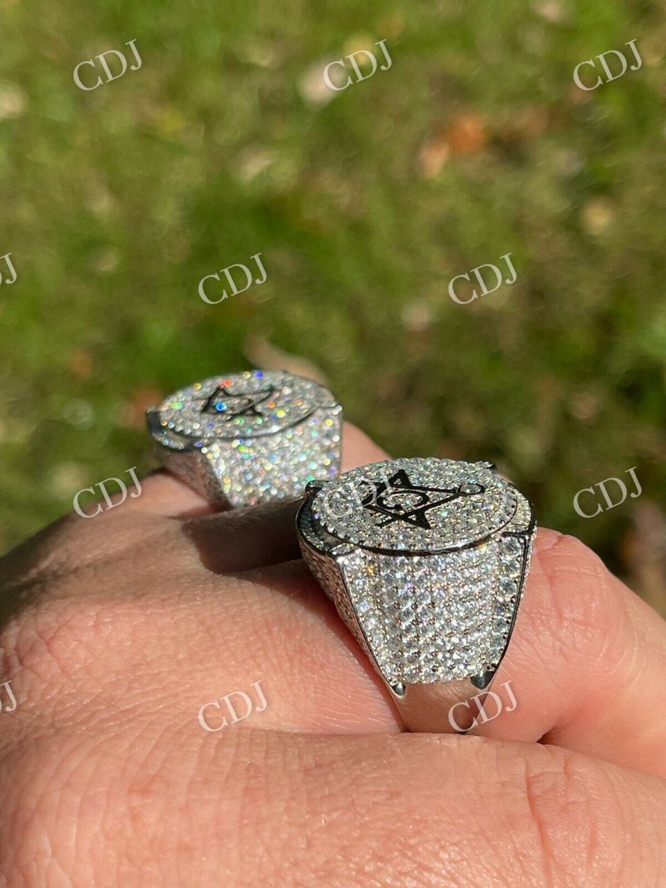 14K White Gold Hip Hop Pinky Rings  customdiamjewel   