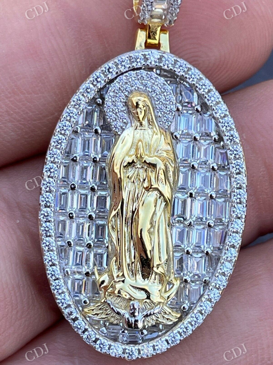 Virgin Mary Iced Diamond Pendant  customdiamjewel   