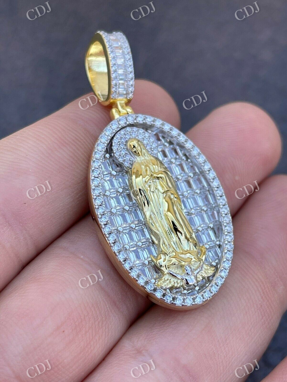 Virgin Mary Iced Diamond Pendant  customdiamjewel   