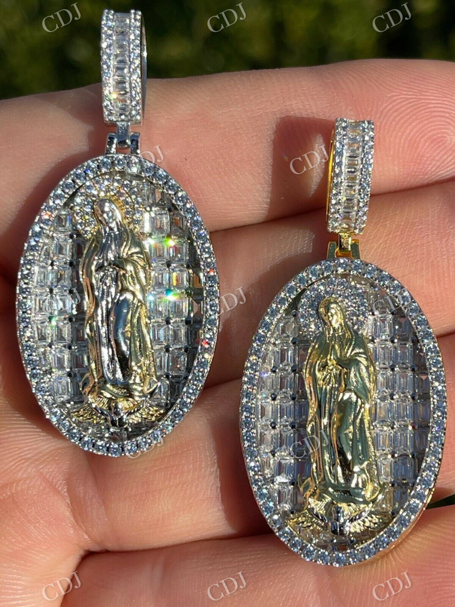 Virgin Mary Iced Diamond Pendant  customdiamjewel   