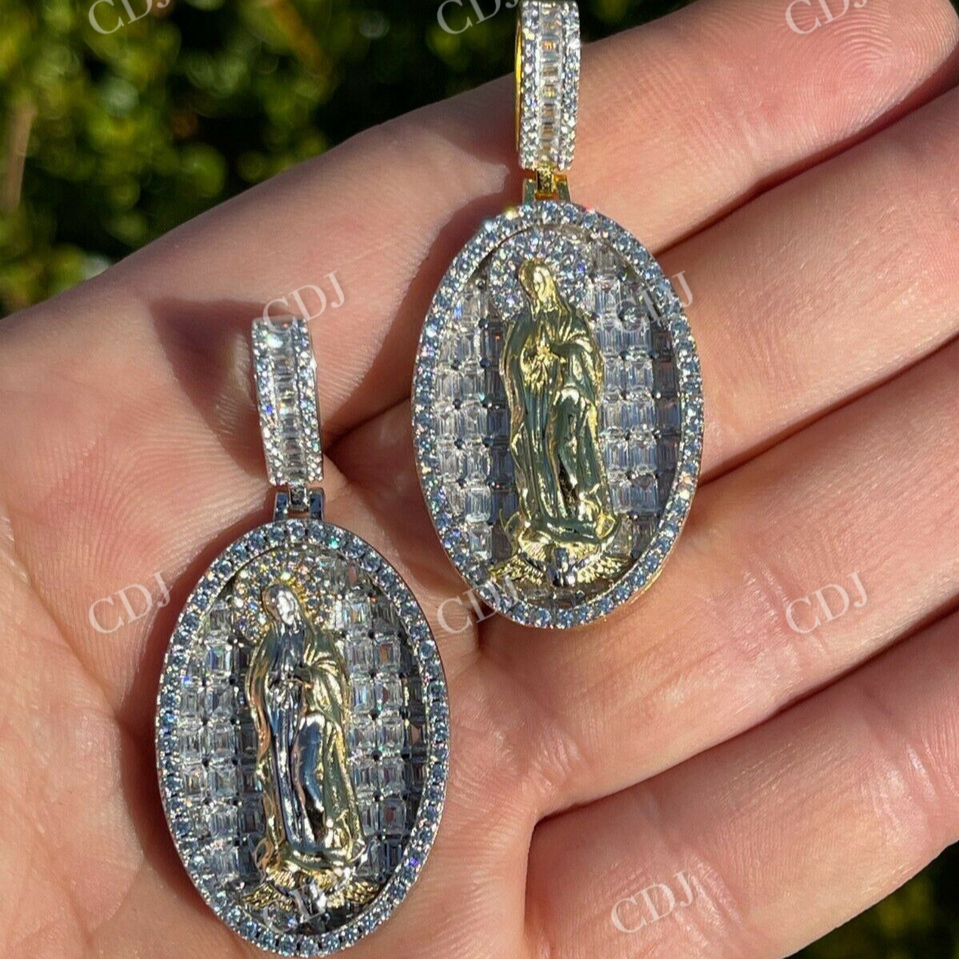 Virgin Mary Iced Diamond Pendant  customdiamjewel   