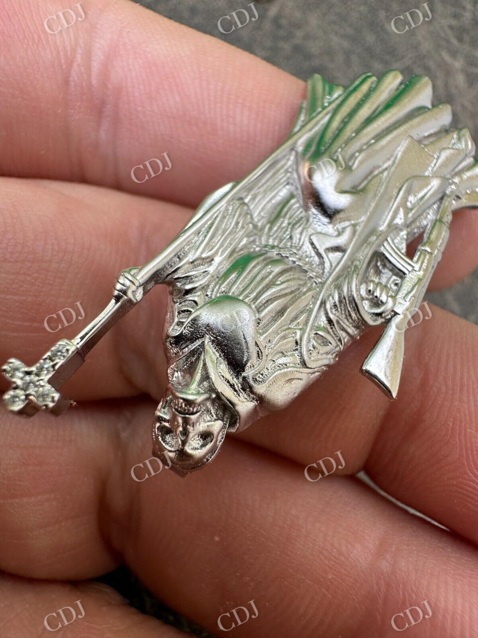 Santa Muerte Grim Reaper Death Pendant  customdiamjewel   