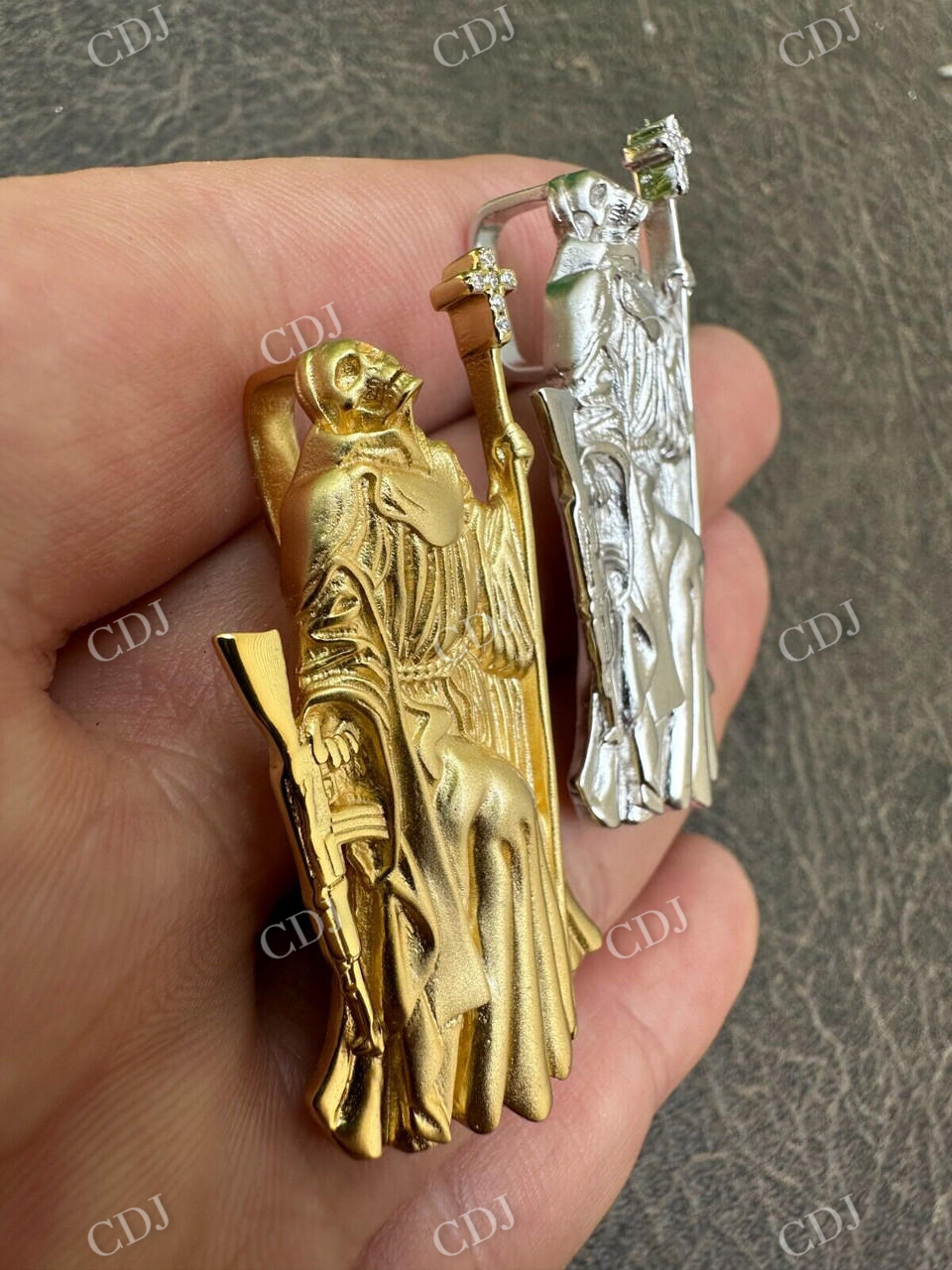 Santa Muerte Grim Reaper Death Pendant  customdiamjewel   