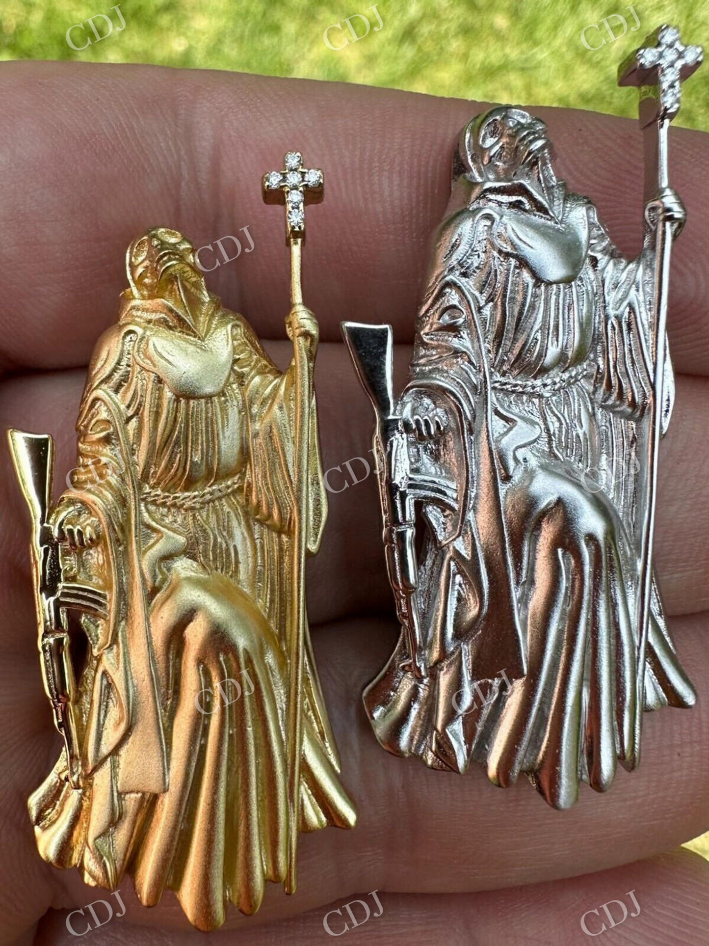 Santa Muerte Grim Reaper Death Pendant  customdiamjewel   