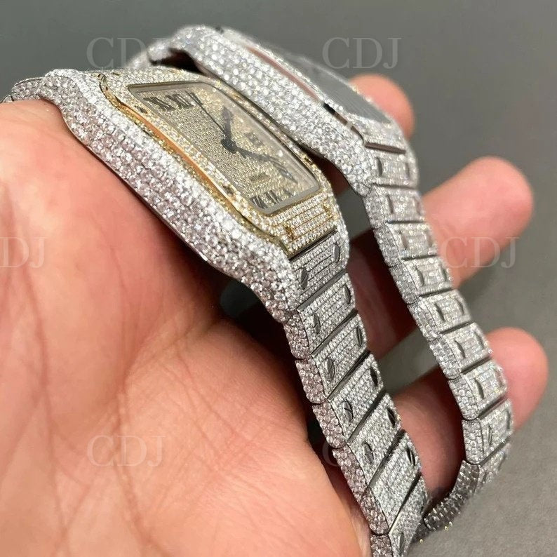 White Gold Plated Iced Out Automatic Hip hop Wrist Watch Certificated VVS Moissanite Diamond Watches For Men At Wholesale Price  customdiamjewel   