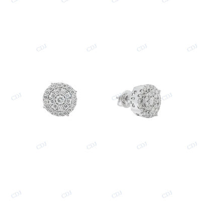 Round Shape Moissanite Diamond Pushback Earrings hip hop jewelry CustomDiamJewel