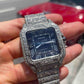 Iced Out Cartier Blue Face Bust Down Watch  customdiamjewel   