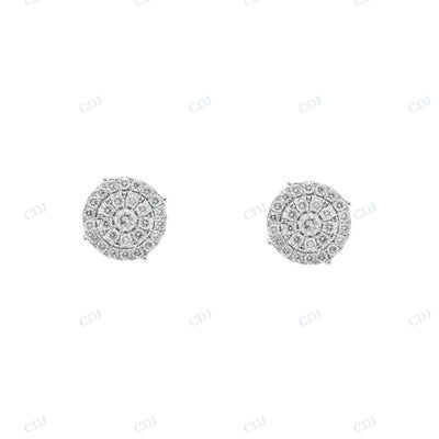 Round Shape Moissanite Diamond Pushback Earrings hip hop jewelry CustomDiamJewel