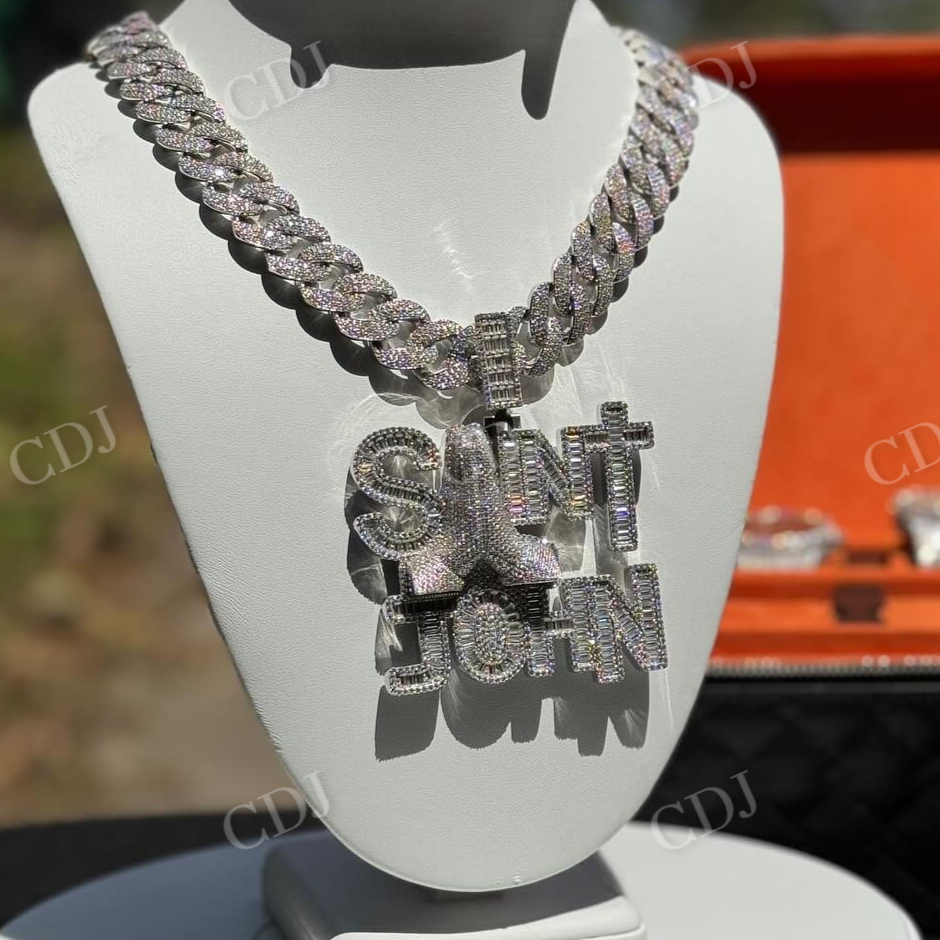 Hip Hop Rapper Jewelry 3D letter Iced out Necklace  customdiamjewel   