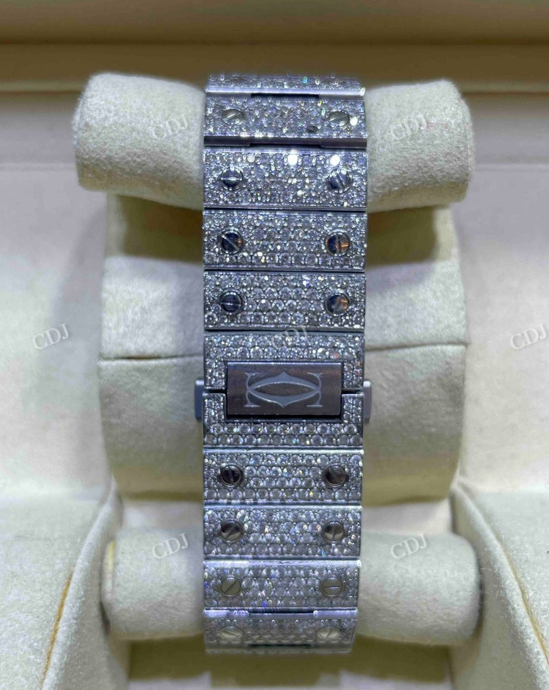 Iced Out Cartier Blue Face Bust Down Watch  customdiamjewel   