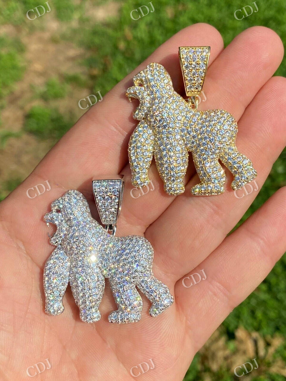 Iced out Gorilla Diamond Pendant  customdiamjewel   