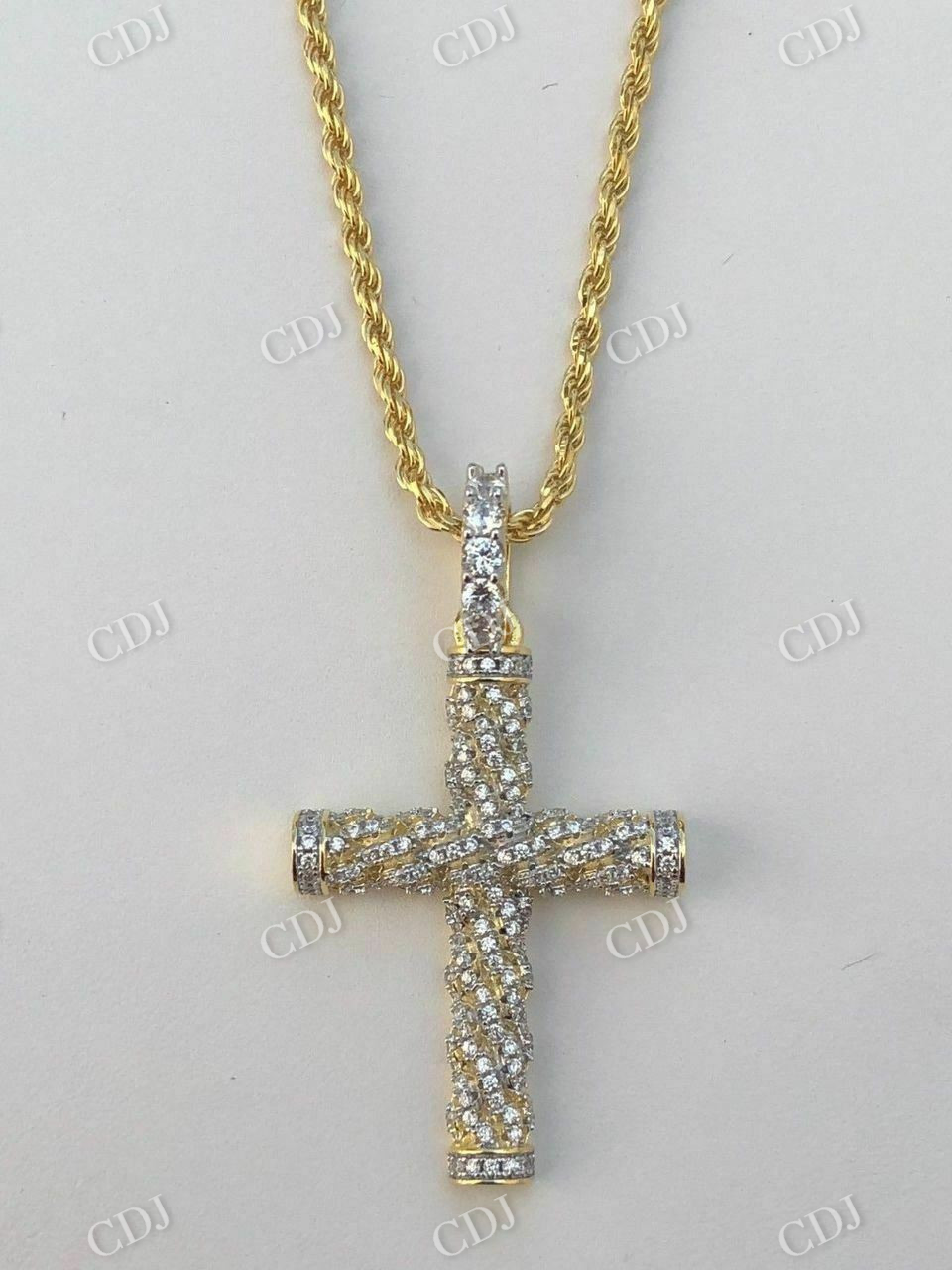 Rope Style Cross Hip Hop Pendant  customdiamjewel   