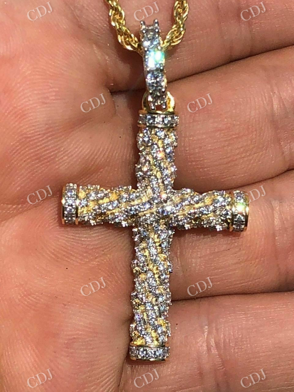 Rope Style Cross Hip Hop Pendant  customdiamjewel   