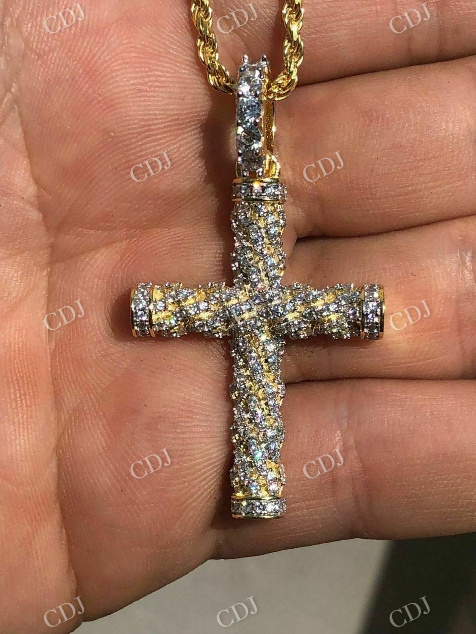 Rope Style Cross Hip Hop Pendant  customdiamjewel   