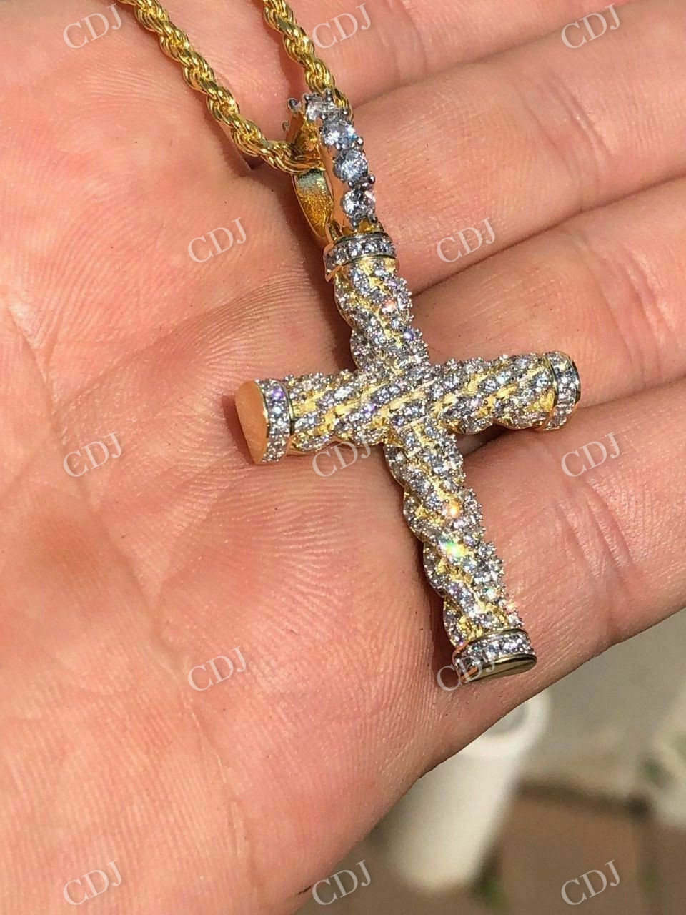 Rope Style Cross Hip Hop Pendant  customdiamjewel   