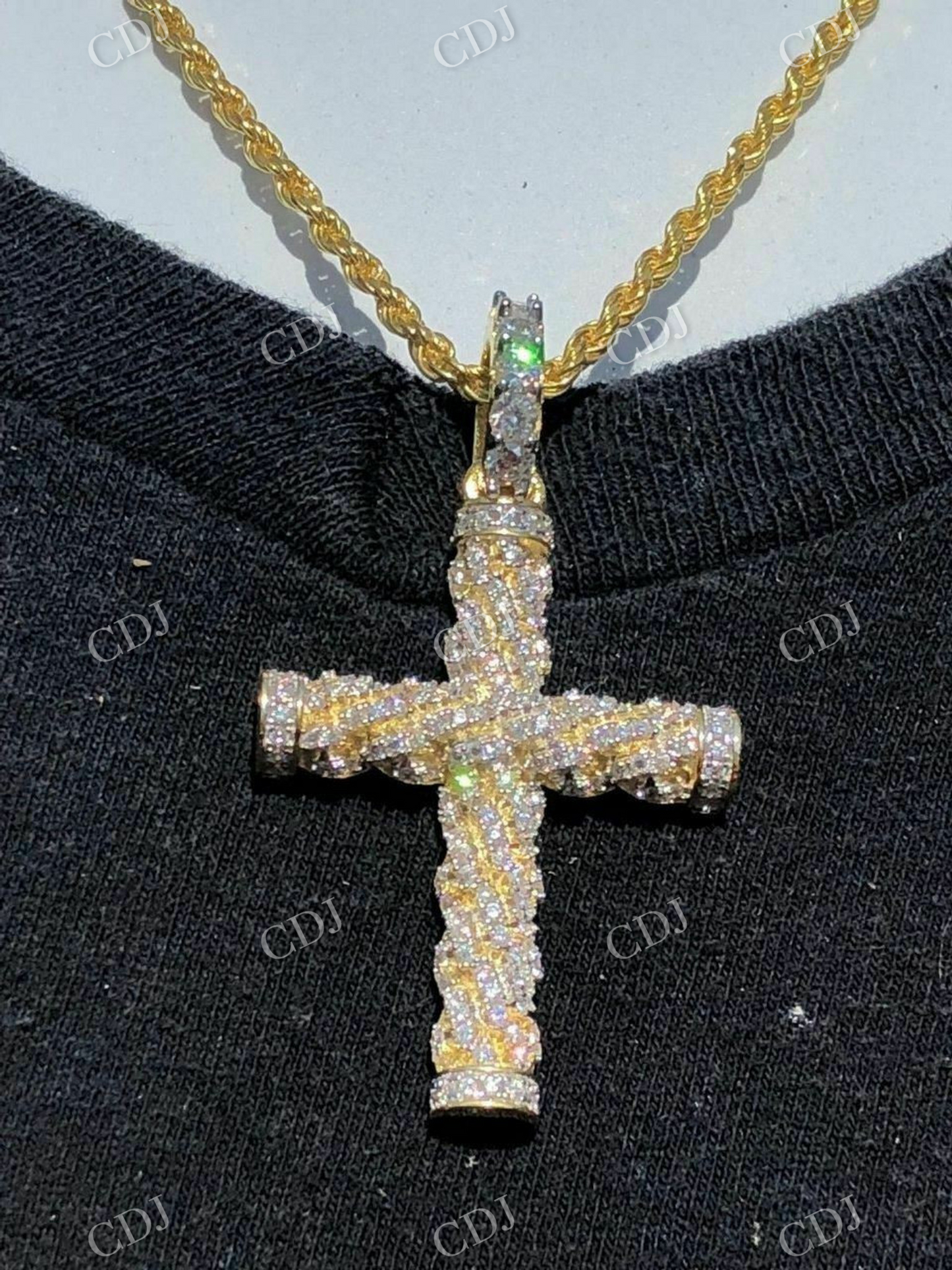 Rope Style Cross Hip Hop Pendant  customdiamjewel   