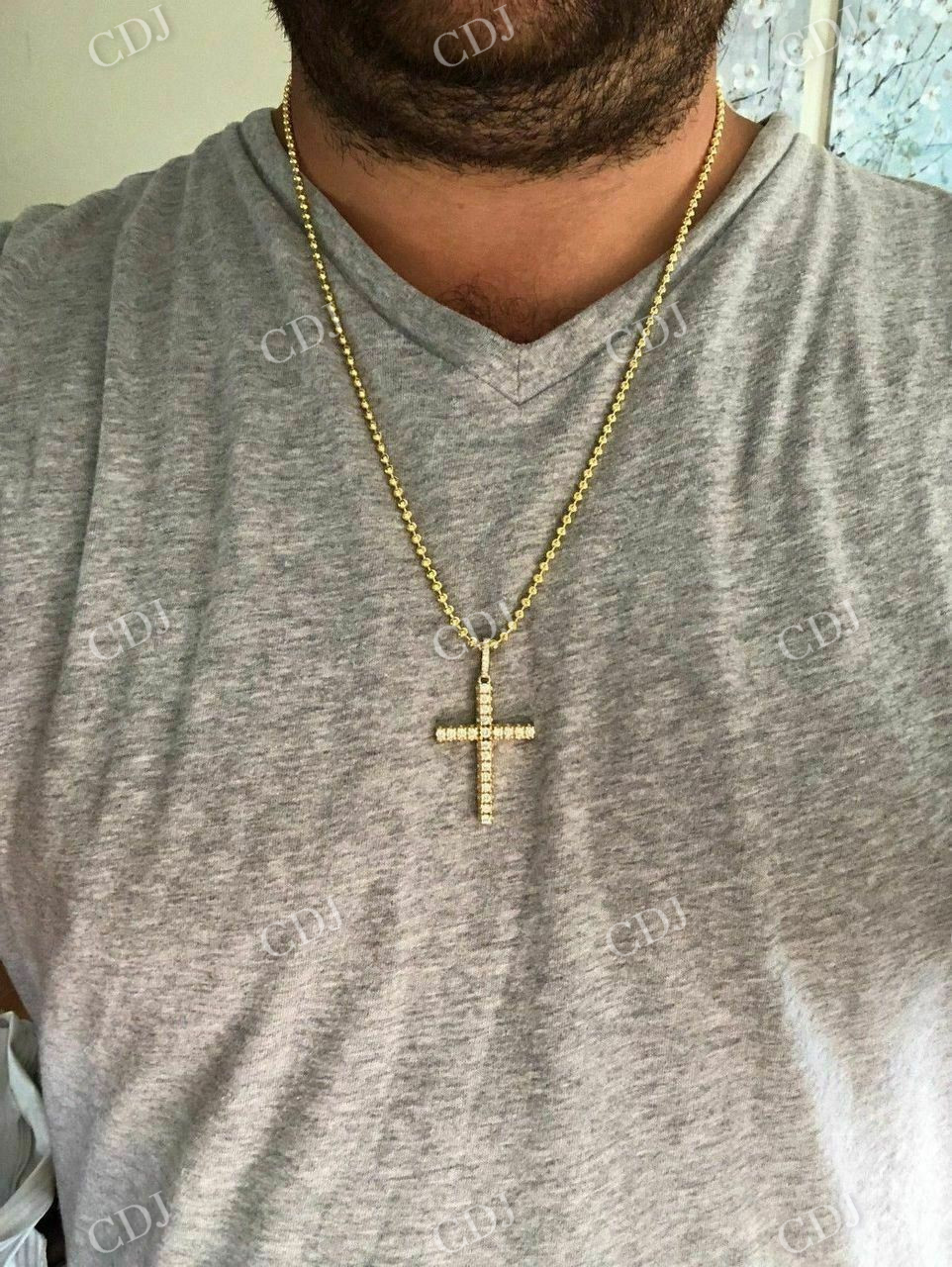 14K Gold Tennis Cross Diamond Pendant  customdiamjewel   