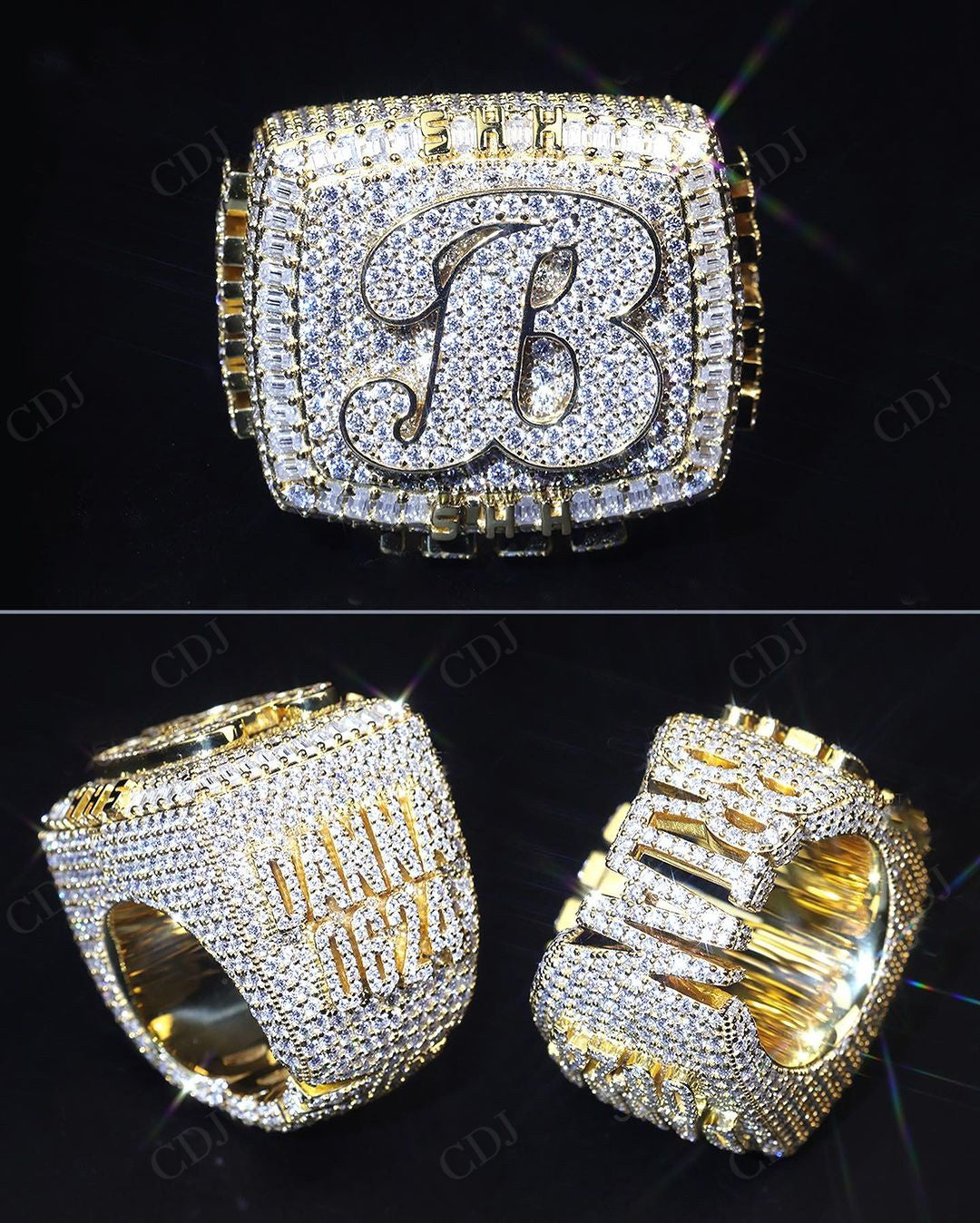 Men's Iced Out Hip Hop Custom Made Letter Name Champion Ring hip hop jewelry CustomDiamJewel   