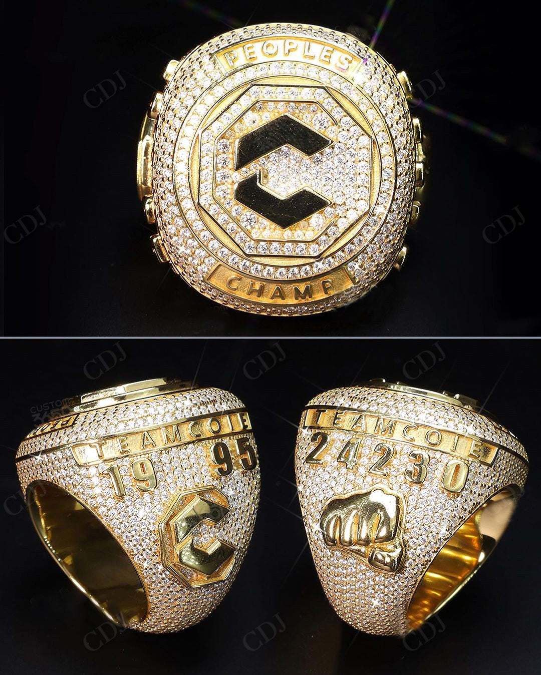 Iced Out VVS Clarity Moissanite Championship Statement Ring hip hop jewelry CustomDiamJewel   