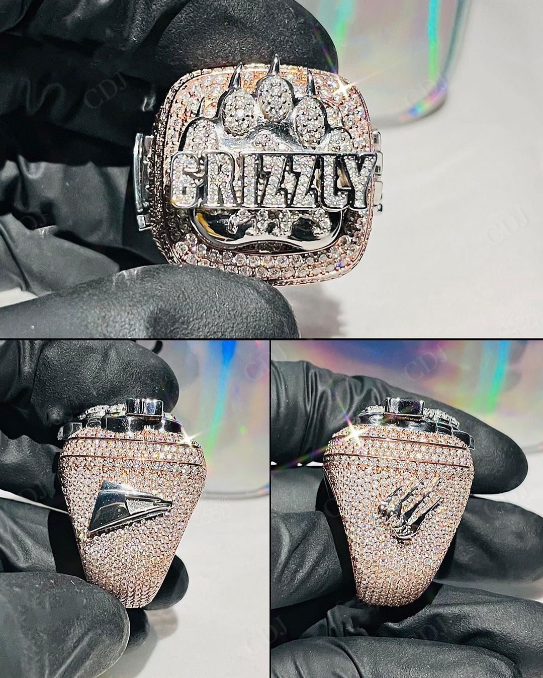 Iced Out VVS Clarity Moissanite Championship Statement Ring hip hop jewelry CustomDiamJewel   