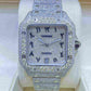 Full White Cartier Santos Arabic Dial Lab Gown Diamond Watch  customdiamjewel   