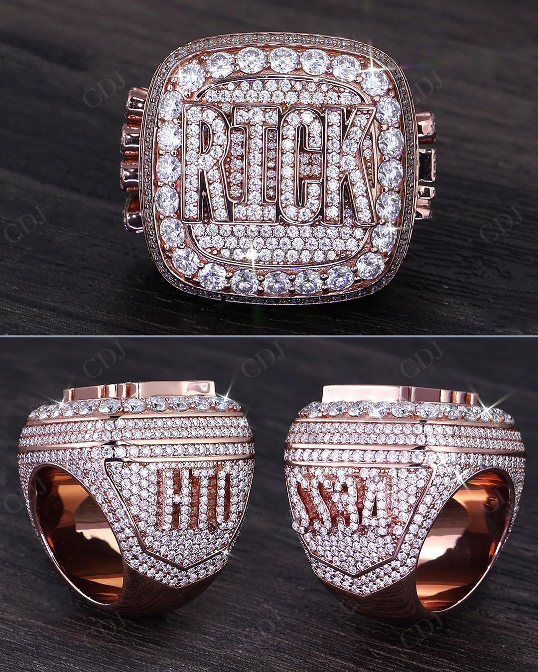 Men's Iced Out Hip Hop Custom Made Letter Name Champion Ring hip hop jewelry CustomDiamJewel   