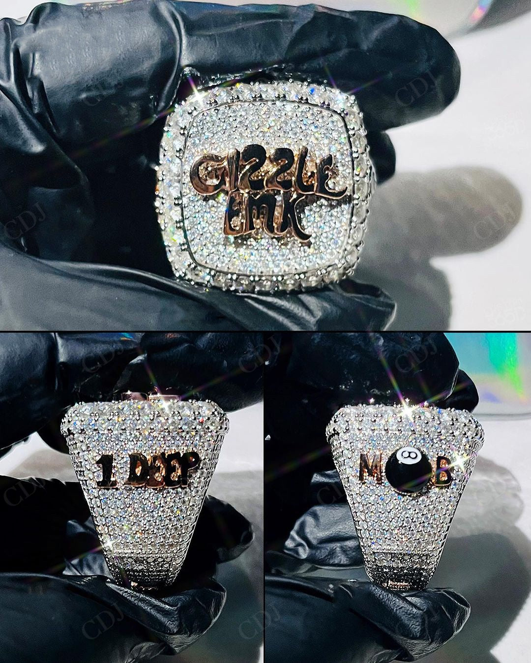 Men's Iced Out Hip Hop Custom Made Letter Name Champion Ring hip hop jewelry CustomDiamJewel   