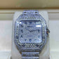 Full White Cartier Santos Arabic Dial Lab Gown Diamond Watch  customdiamjewel   