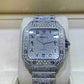 Full White Cartier Santos Arabic Dial Lab Gown Diamond Watch  customdiamjewel   