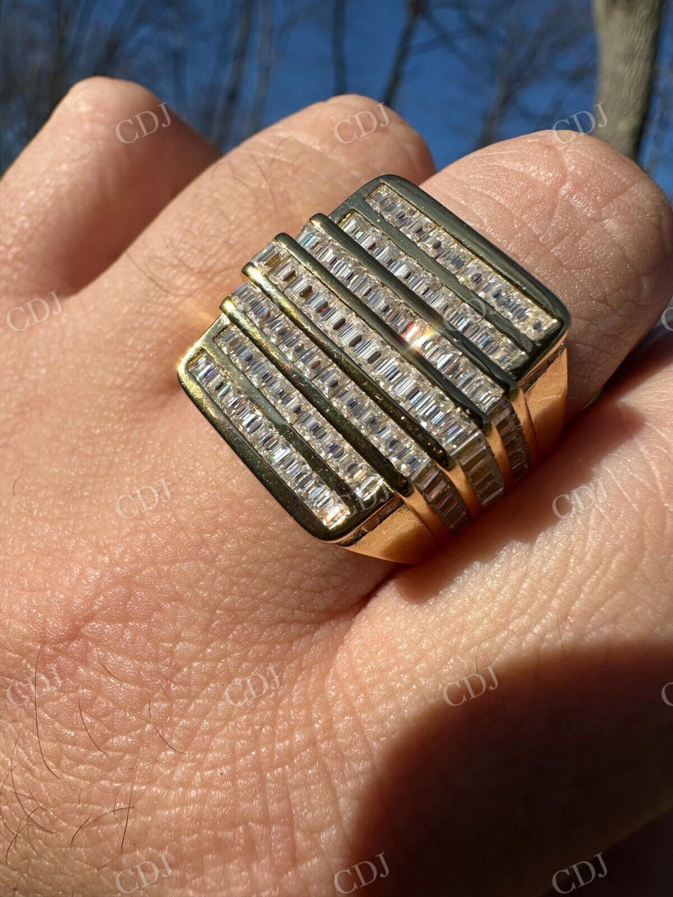 Baguette Diamond Iced Out Ring  customdiamjewel   