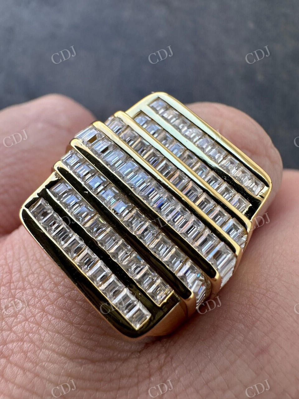 Baguette Diamond Iced Out Ring  customdiamjewel   