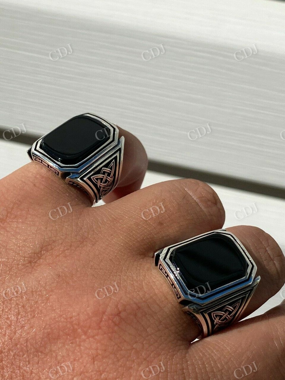 Solid Gold Black Diamond Signet Ring  customdiamjewel   