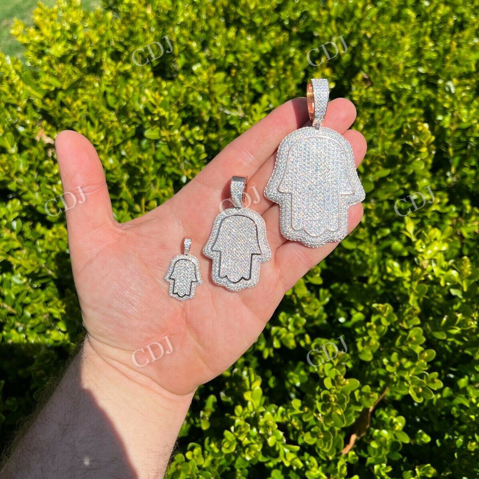 Hamsa Hand fully Iced Out Diamond Pendant  customdiamjewel   