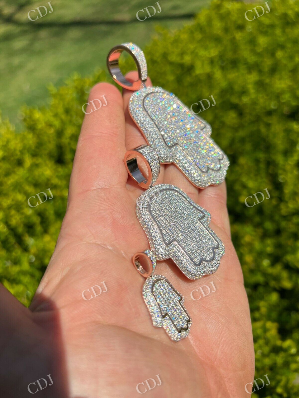 Hamsa Hand fully Iced Out Diamond Pendant  customdiamjewel   